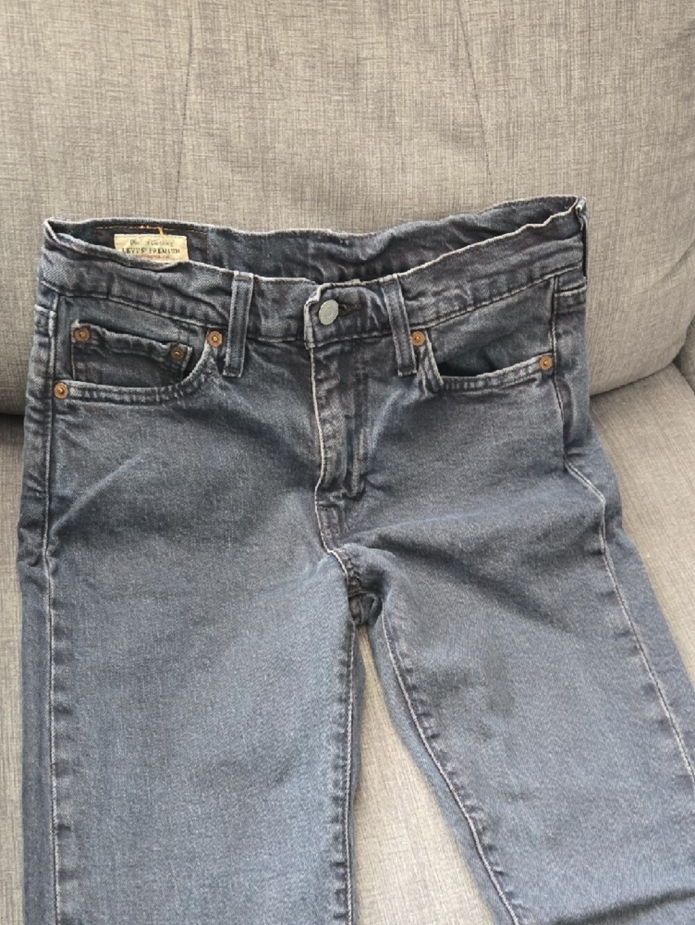 Levi's Dark Blue Cropped Frayed Hem Jeans - Picture 4 of 5